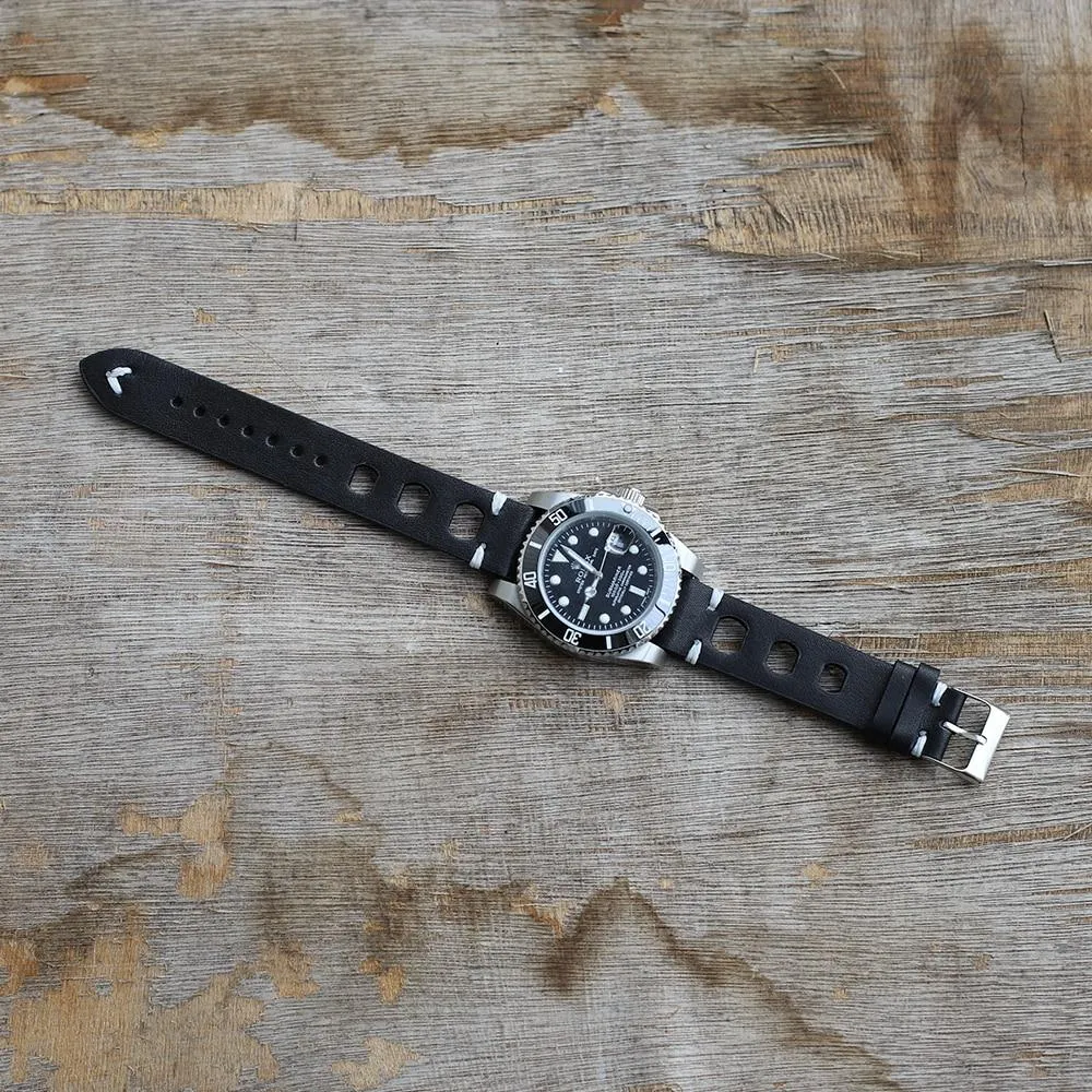 Hubert Handmade Italian Leather Racing Watch Strap With Tang Buckle